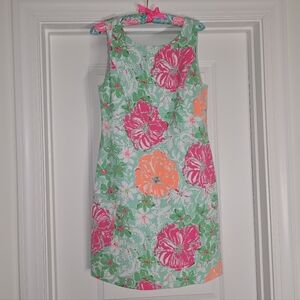 Lilly Pulitzer Vibrant Floral Shift Dress - Pink, Orange, and Green